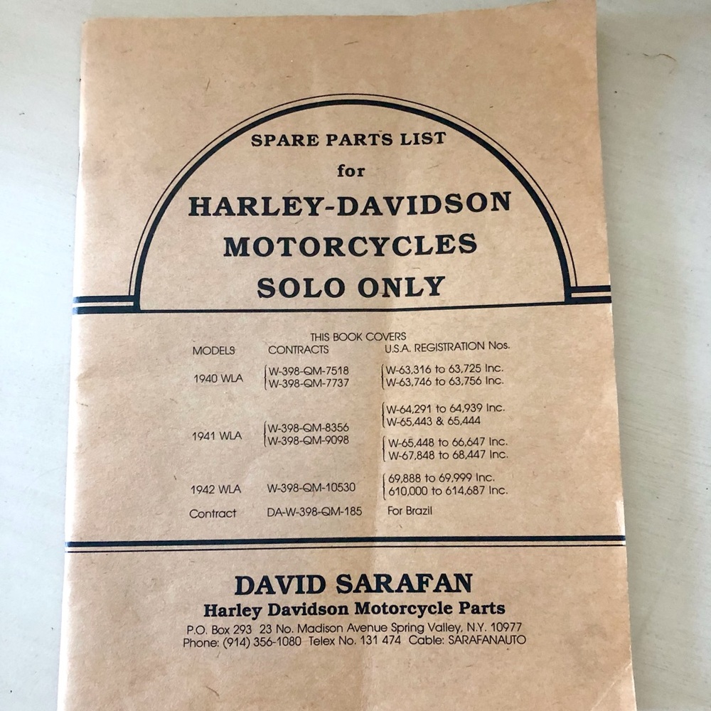 Spare Parts List for Harley-Davidson Motorcycles.